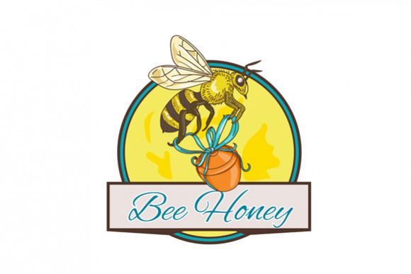 580x387 Bee Carrying Honey Pot Circle Drawing
