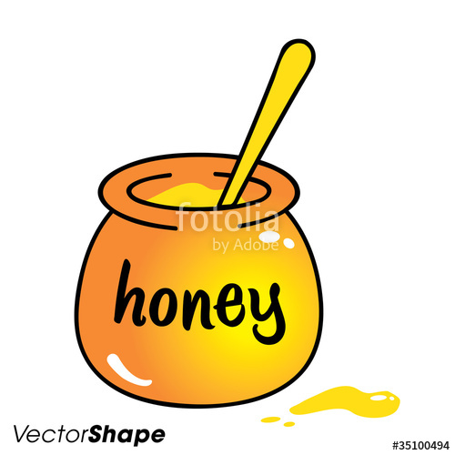 500x500 Cartoon Drawing Of A Honey Pot With Spoon Stock Image And Royalty