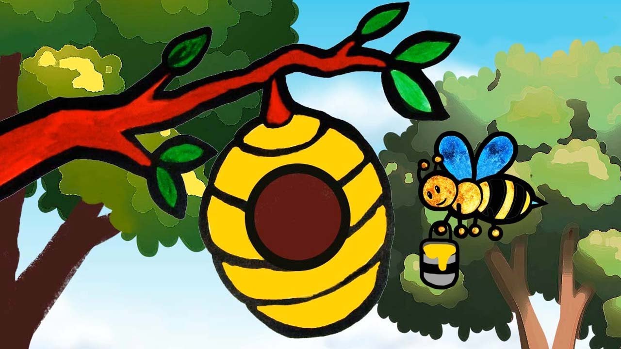 1280x720 bee honeycomb drawing learn colors for kids jelly blah art