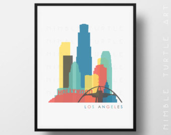 340x270 La Skyline Drawing Etsy