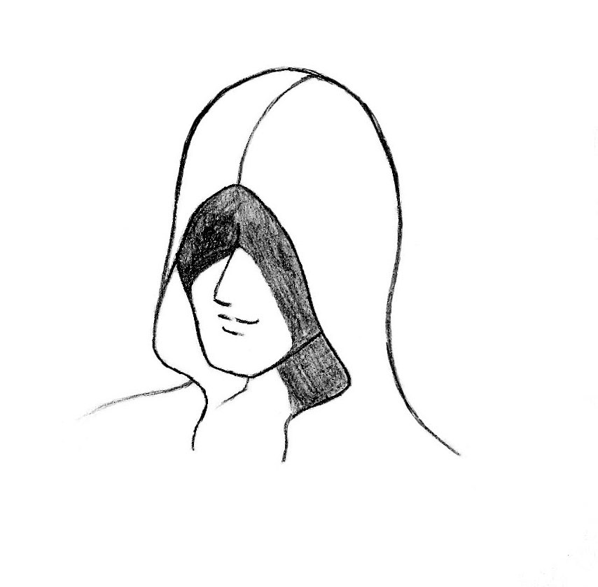 854x838 Drawing Hooded Figure Kneeling