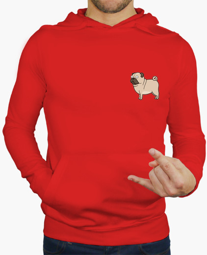 422x520 man, hooded sweater, red pug drawing carlino hoody