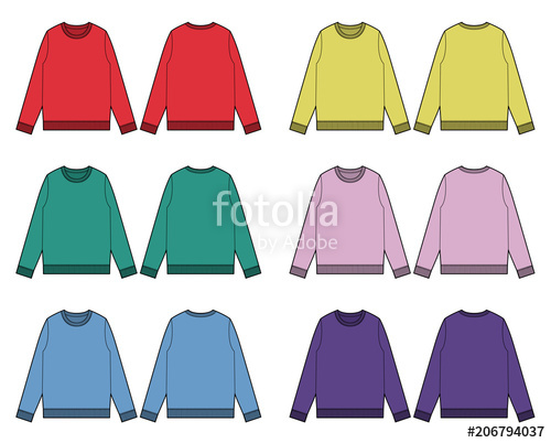 500x402 Sweatshirt Hoodie Set Fashion Flat Technical Drawing Template