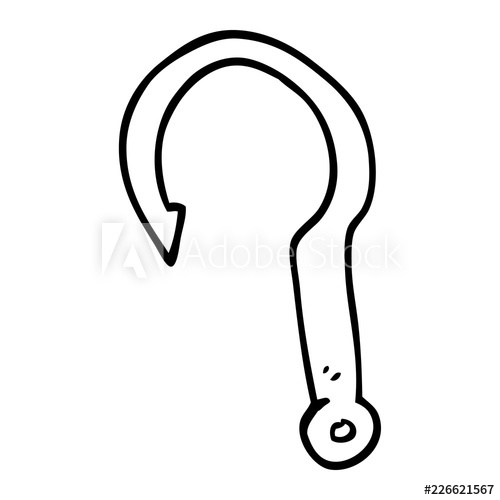 500x500 Line Drawing Cartoon Fish Hook