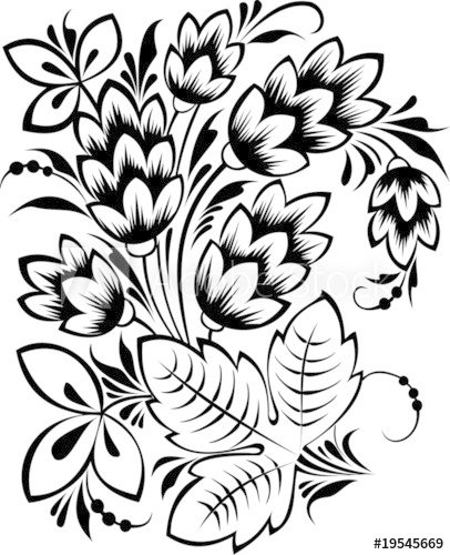 406x500 Russian Traditional Ornament Hohloma Hop