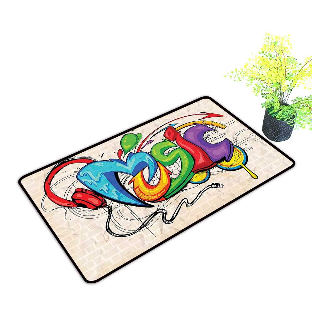 1000x1000 Easy Care Door Mat Graffiti Style Music Lettering