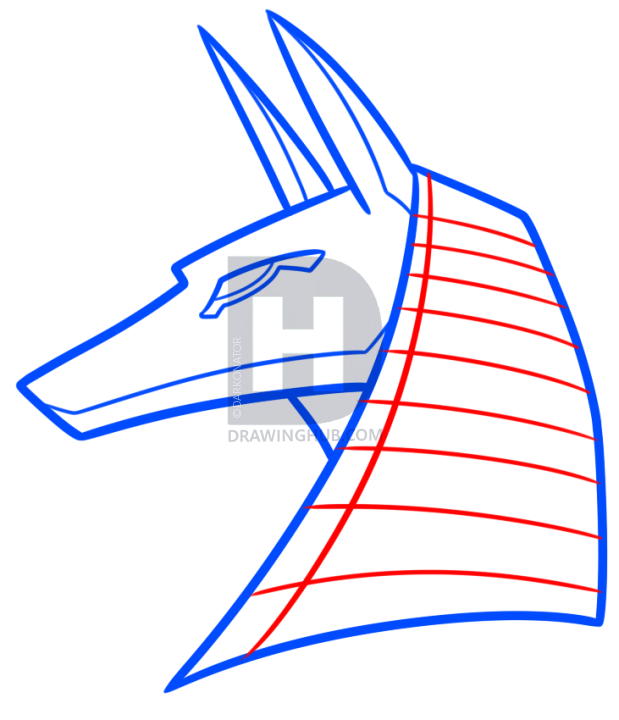 619x720 Drawing Anubis Easy, Step