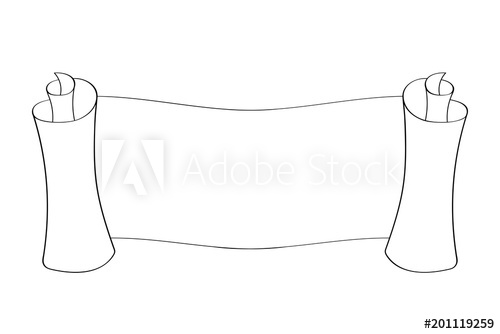 500x334 Horizontal Paper Scroll Outline Drawing