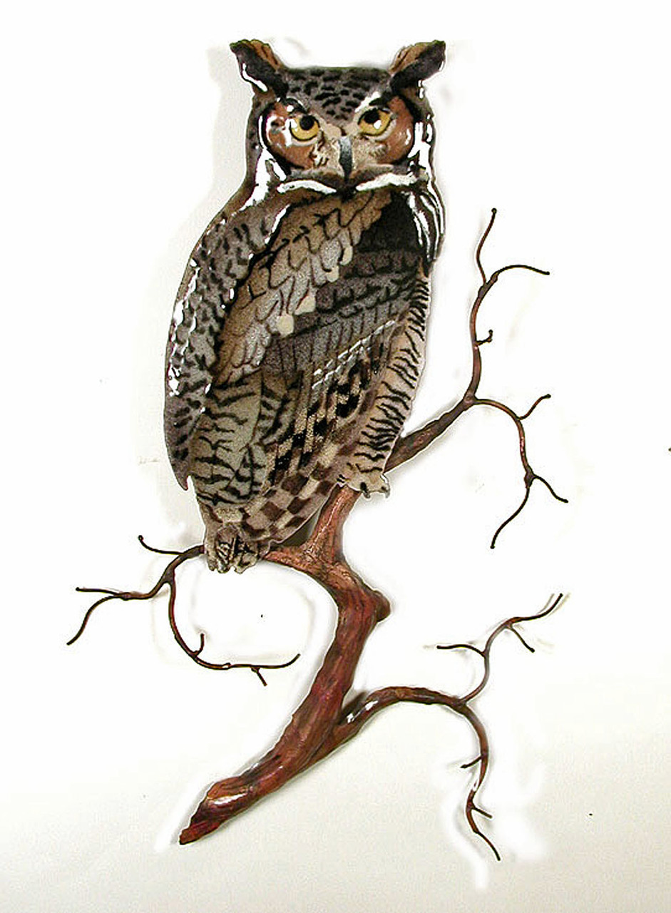941x1280 Great Horned Owl Metal Wall Sculpture Kensington Row Wall Art