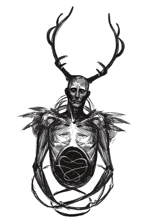 500x721 Wendigo Drawing Horned For Free Download