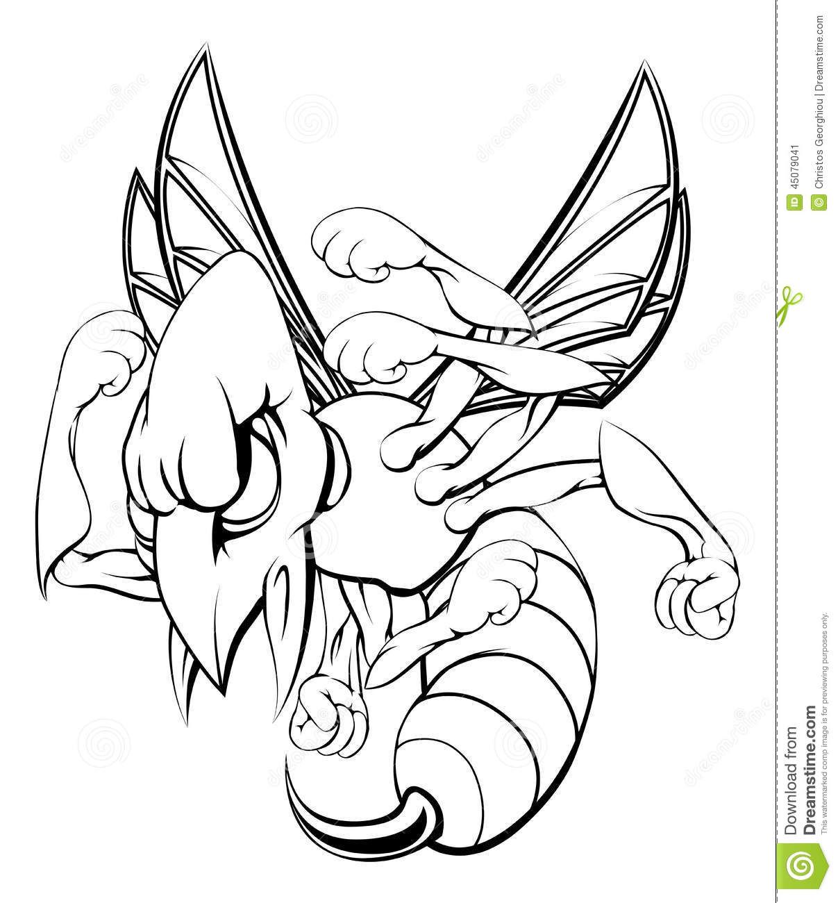 1207x1300 Illustration Of A Mean Looking Hornet Wasp Or Bee Mascot Character