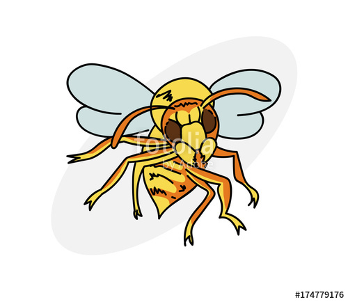 500x434 Cartoon Hornet Cartoon Hand Drawn Image Original Colorful Artwork