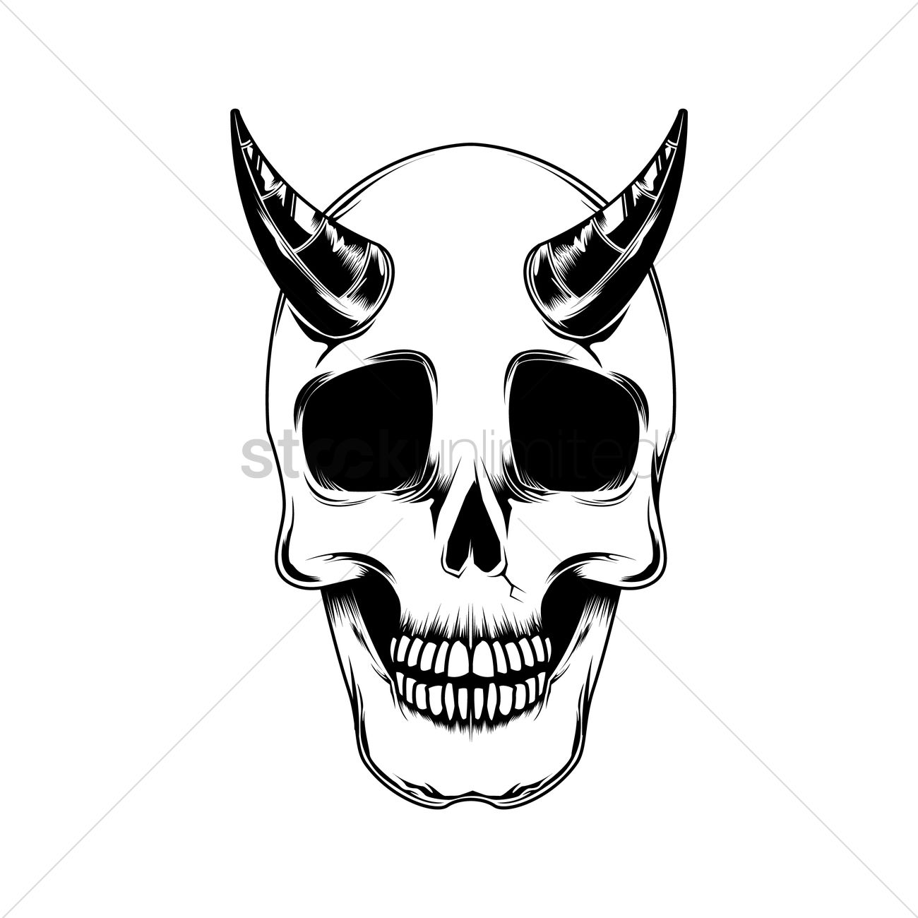 1300x1300 Skull With Horns Vector Image