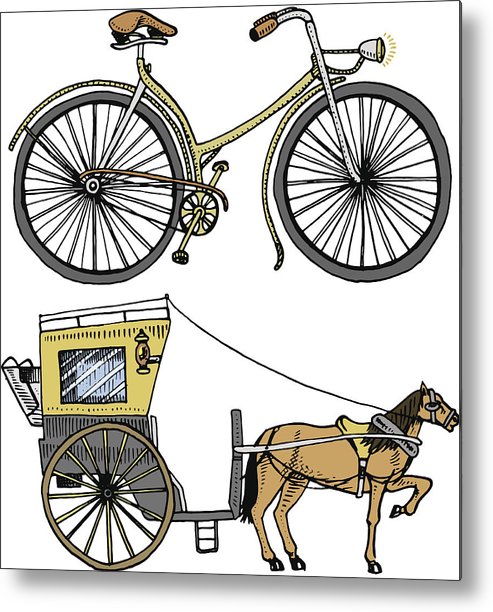 493x612 Horse Drawn Carriage Or Coach And Bicycle, Bike Or Velocipede