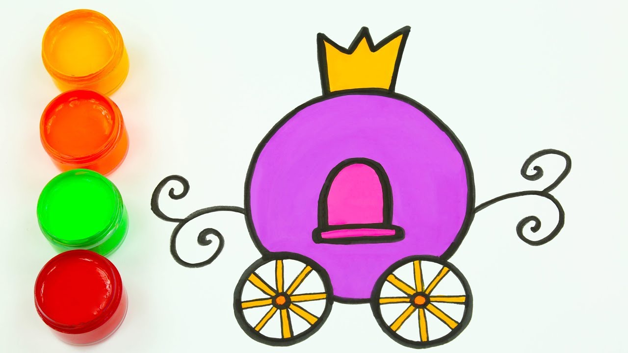 1280x720 Drawing Princess Carriage Drawing And Learn Colors For Kids