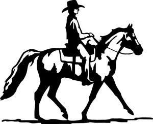 300x244 Gaited Horse Cowboy Equestrian Decal Horses Wide Car Truck