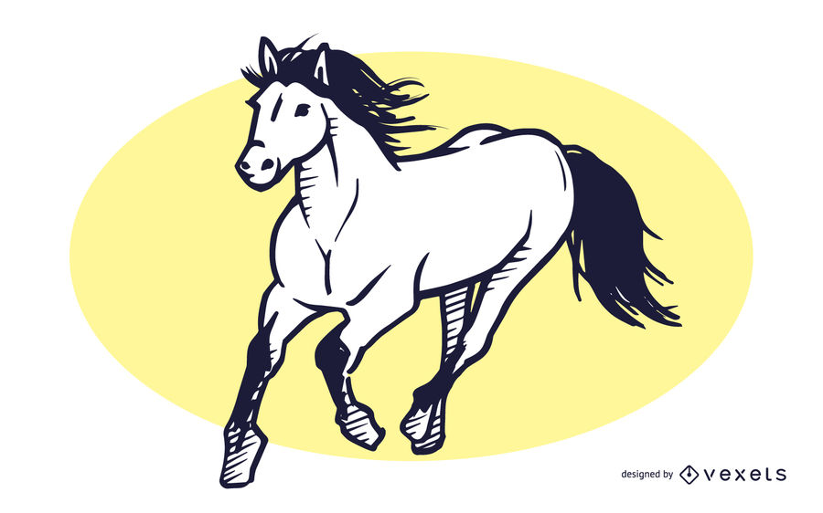 900x562 Horse Running Hand Drawn Illustration