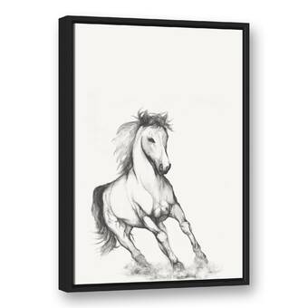 340x340 Union Rustic 'racing Horse Sketch' Framed Drawing Print On Canvas