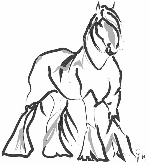 566x630 horse art equine paintings shire proud and big go van kampen