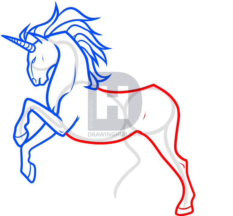 775x720 How To Draw A Black Unicorn, Step