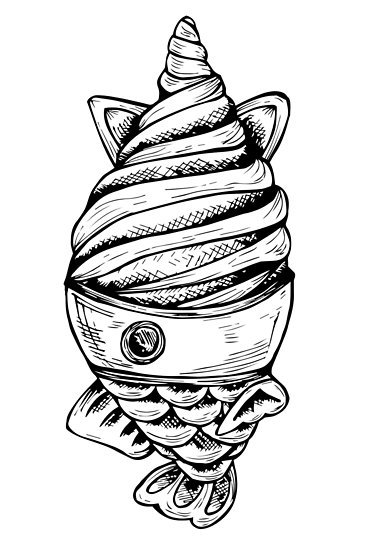 365x550 Black And White Hand Drawing Or Sketch Tasty, Delicious, Cute