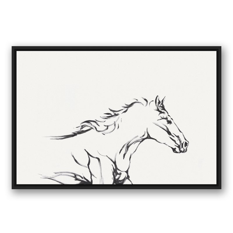 800x800 Union Rustic 'racing Horse Sketch' Framed Drawing Print On Canvas