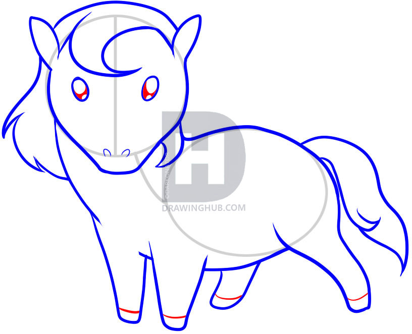 816x662 How To Draw A Horse For Kids, Step