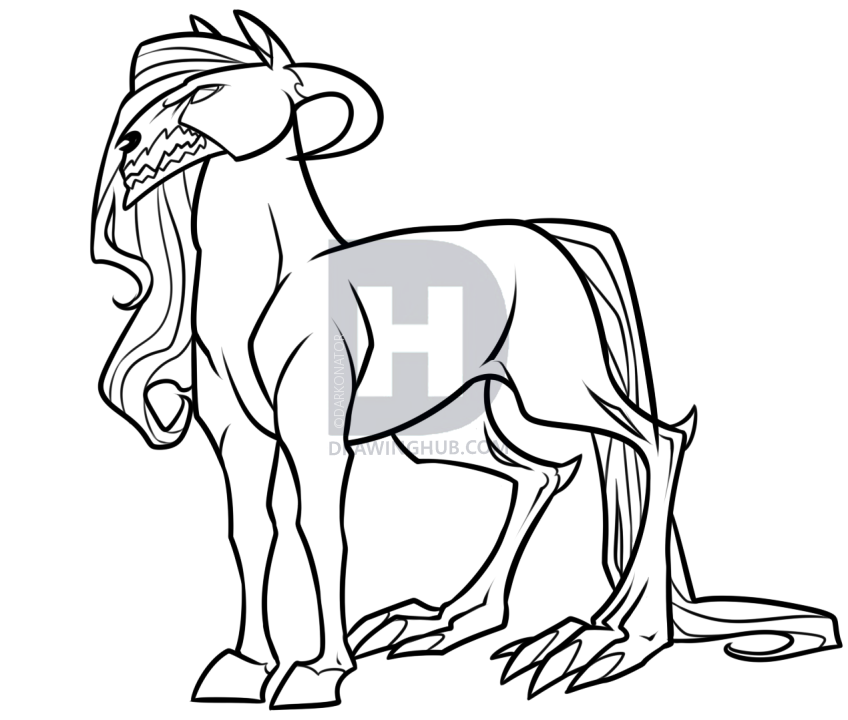 848x720 Hell Horse Drawing Tutroial, Step