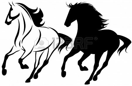 450x294 Running Horse Black And White Outline And Detailed Silhouette