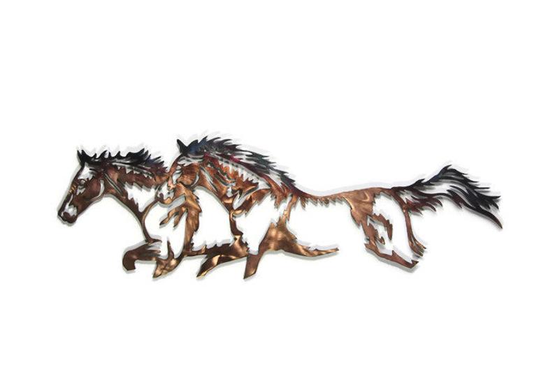 794x529 Western Running Horses Patina Cnc Plasma Home Decor Metal Wall Etsy