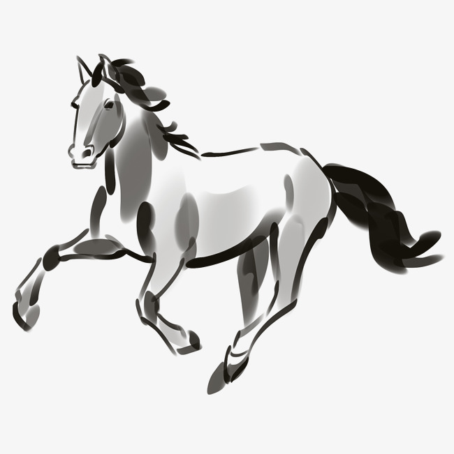 650x651 Black Ink Running Horse Image