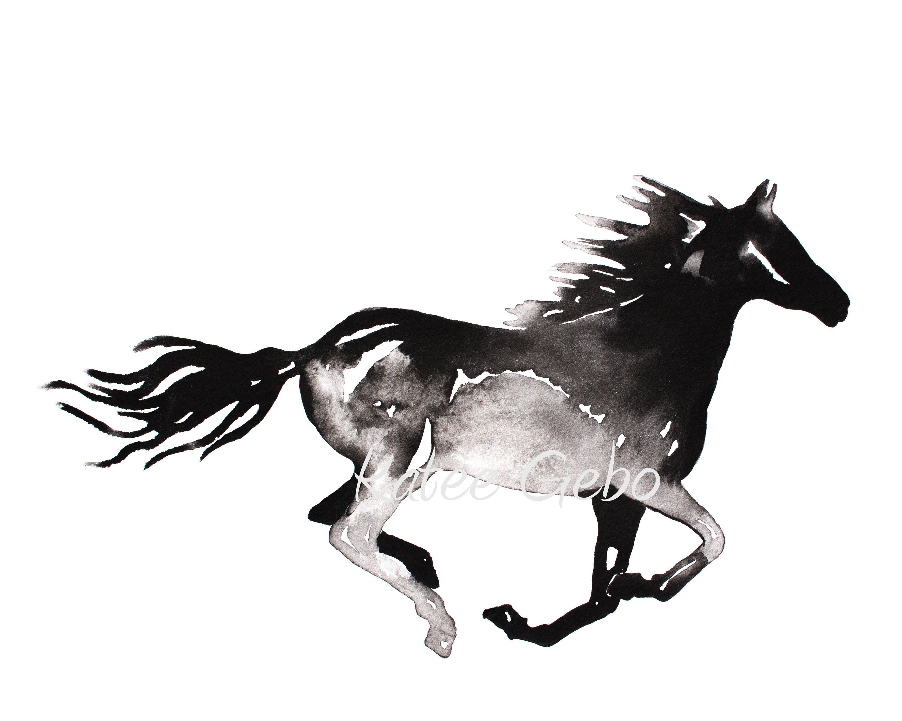 3000x2400 Horse Silhouette Wall Art, Instant Printable Digital Download, Ink