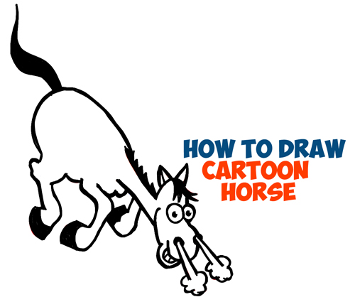 500x425 How To Draw A Cartoon Horse Galloping Charging