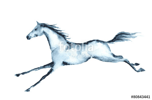500x329 Wet Watercolor Galloping Horse Vector Stock Image And Royalty