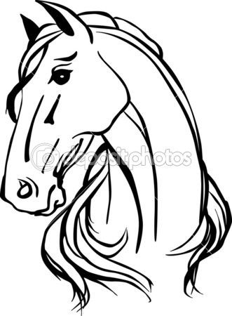 331x450 Isolated Vector Drawing Of Horse Head Stock Illustration
