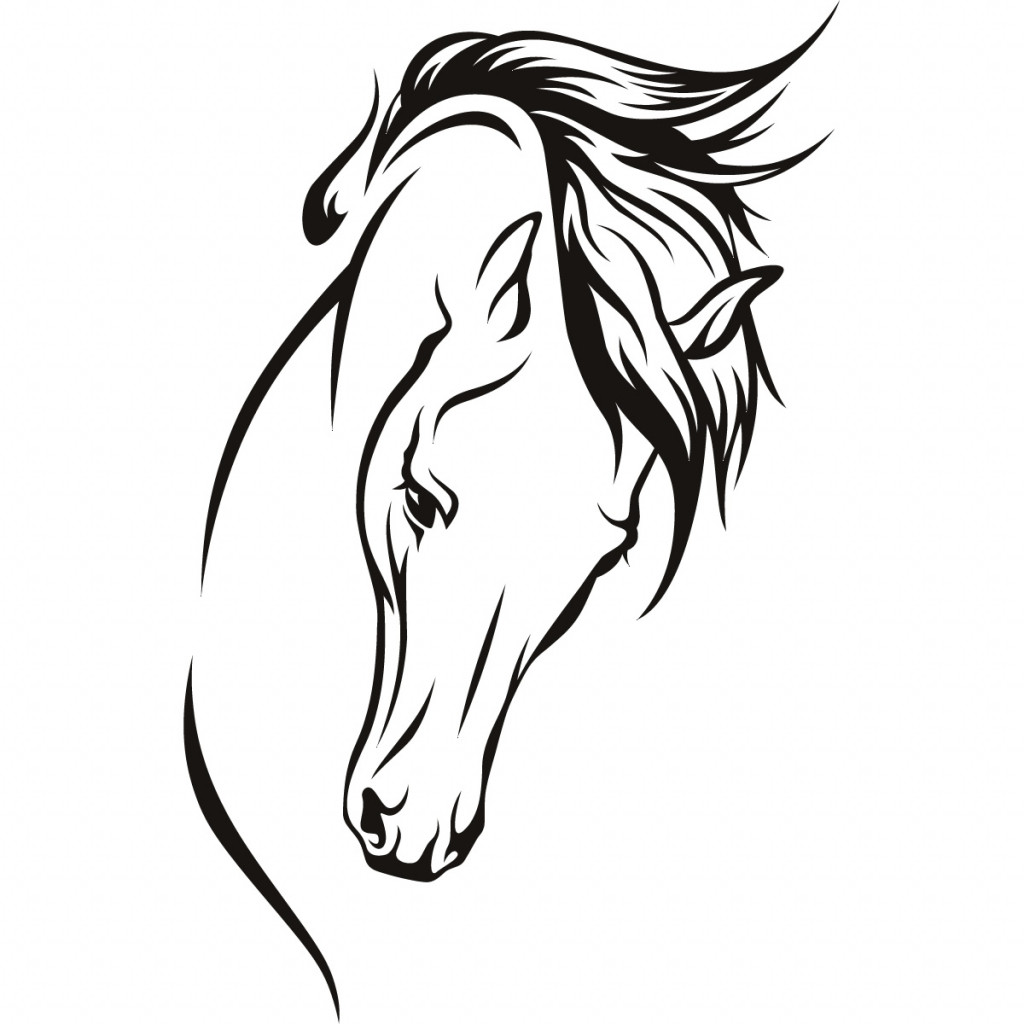 1024x1024 Horse Face Clipart Black And White