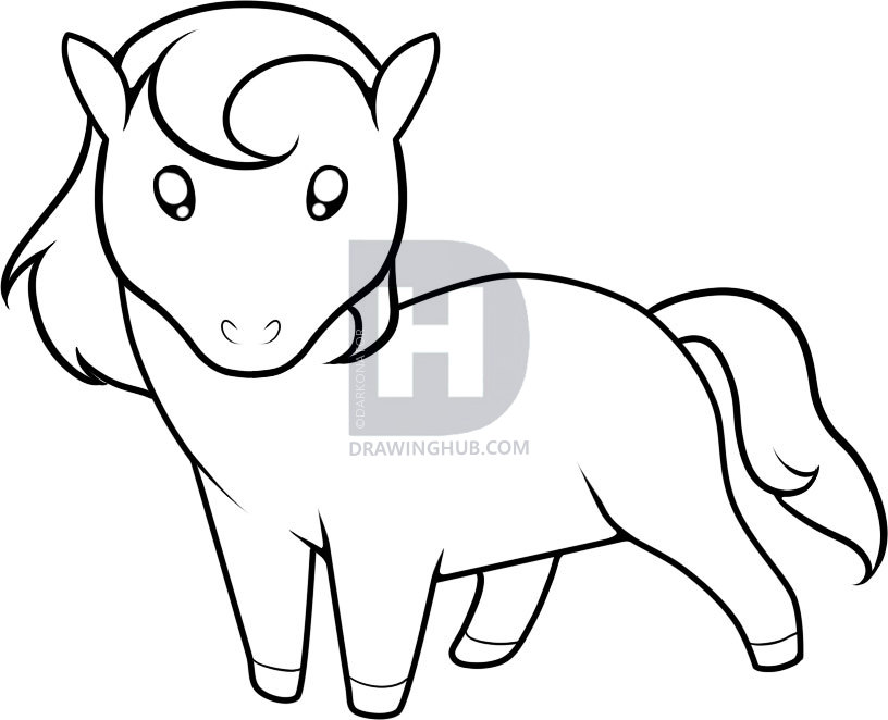 816x662 How To Draw A Horse For Kids, Step