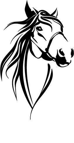 254x490 Horse Head Decal, Approx High Available In Black Or White