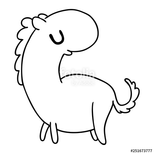 500x500 Line Drawing Kawaii Of A Cute Horse Stock Image And Royalty Free