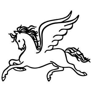 300x300 Outline Of A Pegasus Flying Horse Sticker