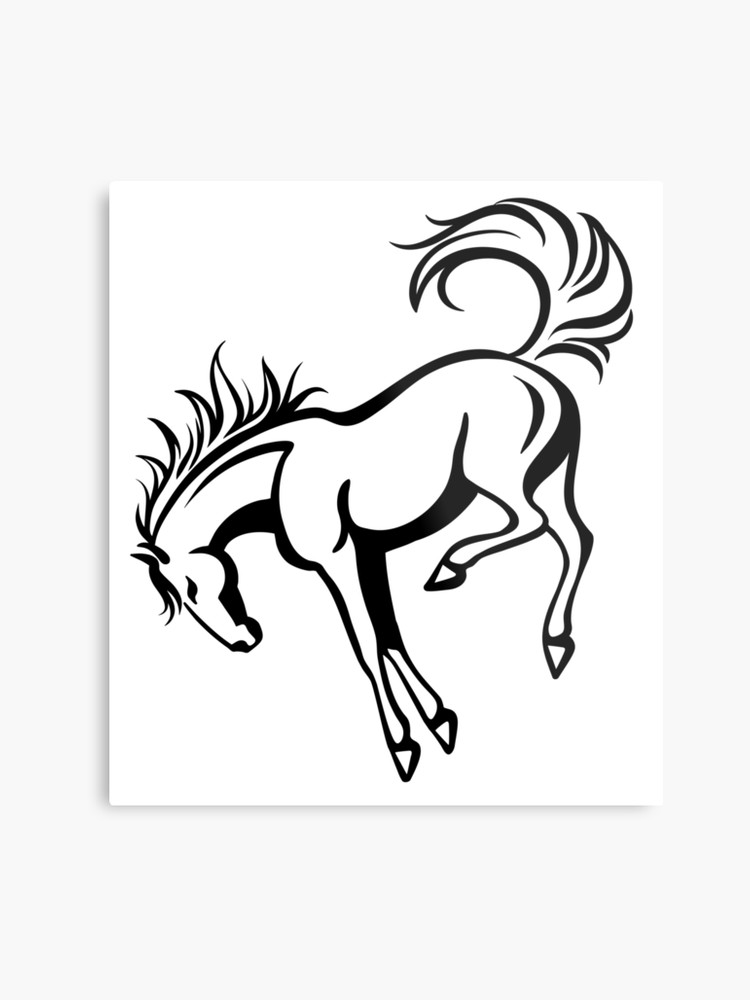 750x1000 Outline Drawing Of A Kicking Horse Metal Print