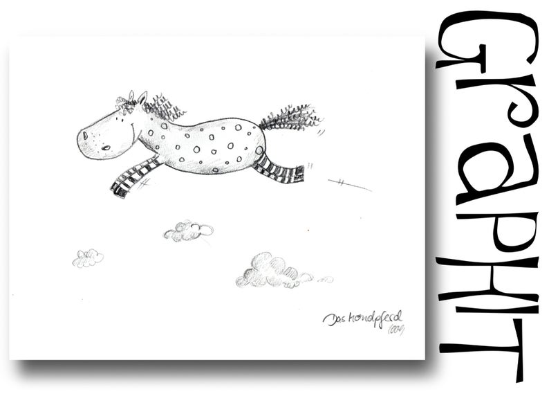 794x572 Moon Horse Graphite Drawing Etsy