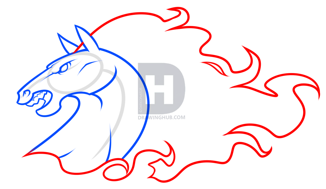 1080x626 Fire Horse Drawing, Step