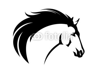 400x278 Profile Mustang Horse Head With Flying Mane