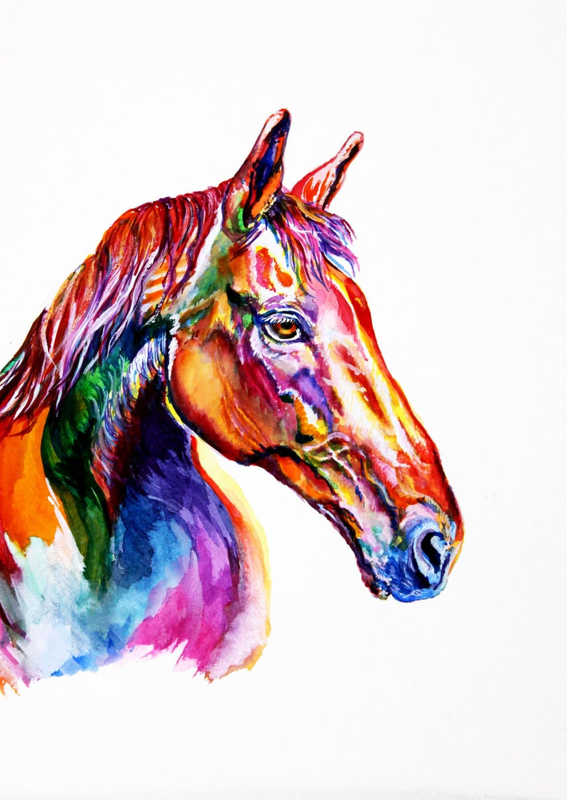 794x1121 custom horse portrait custom pet portrait watercolor etsy
