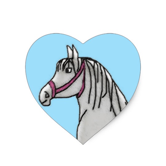 540x540 Grey Horse Profile Drawing Design Heart Sticker Zazzle Ca