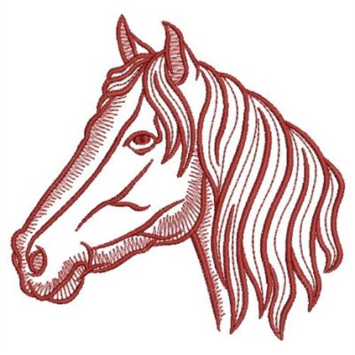 500x500 Redwork Horse Profile Embroidery Designs, Machine Embroidery