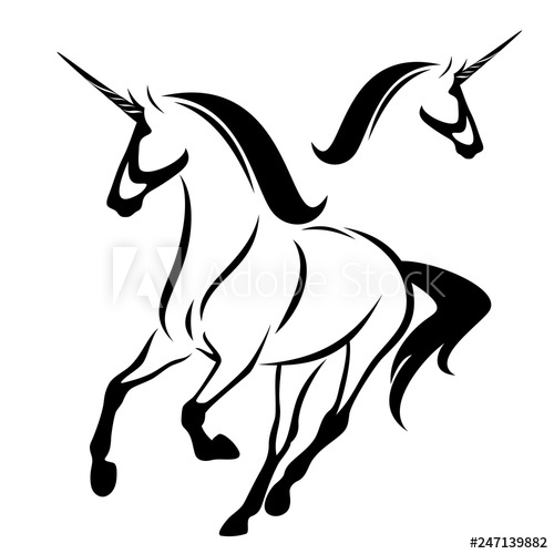 500x500 Running Unicorn Horse And Fantasy Animal Profile Head Black