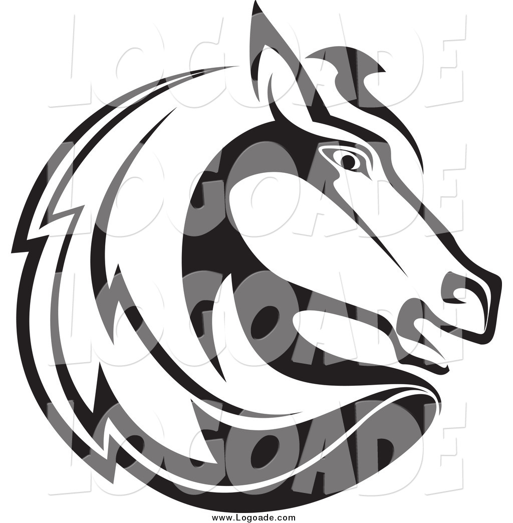 1024x1044 Clipart Of A Black And White Horse Head Profile Logo