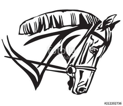 500x429 Decorative Portrait Of Horse In Profile Vector Illustration